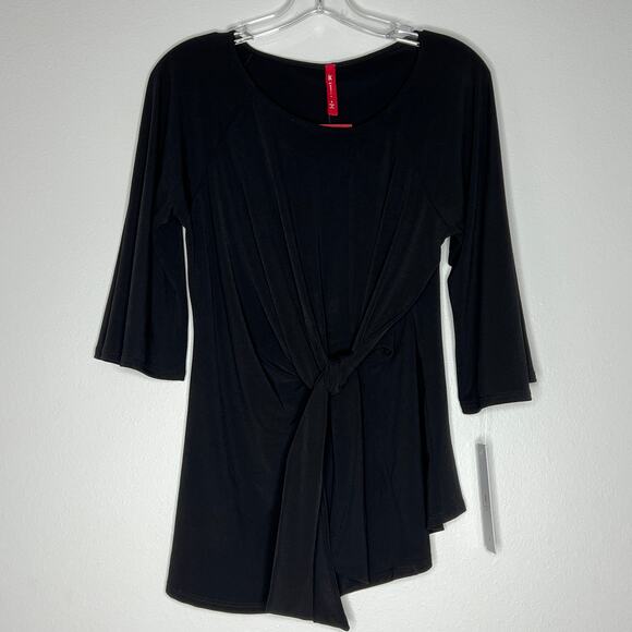 IC Connie K Asymmetrical Knot Front Blouse Minimal Career Office Cruise Travel - Picture 1 of 7